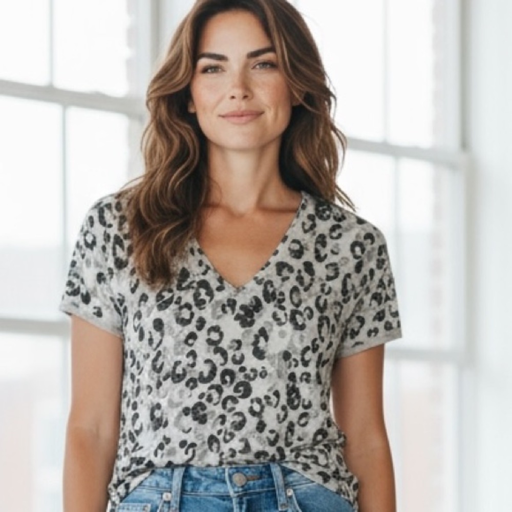 Michael Kors Animal Print V-Neck Blouse